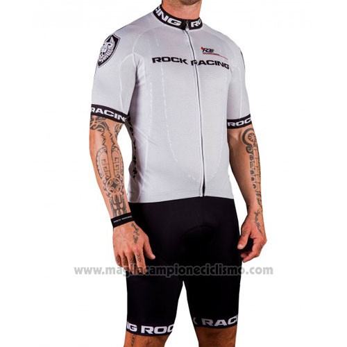 2016 Abbigliamento Ciclismo Rock Racing Argentato Manica Corta e Salopette